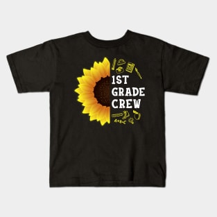 First grade Crew Shirt First Day Preschool Back to School Sunflower Gift Kids T-Shirt